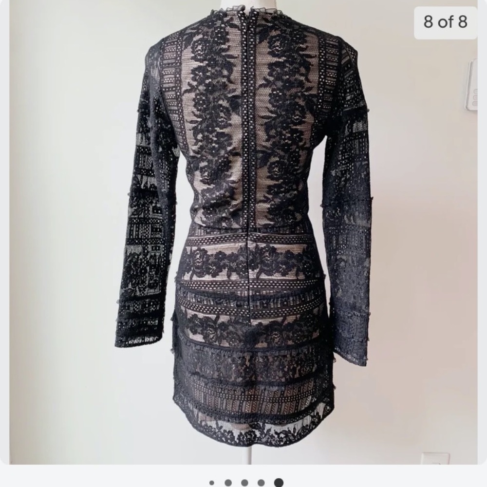 Parker Julie Lace Combo Mini Dress Long Sleeve - Small - Picture 8 of 14